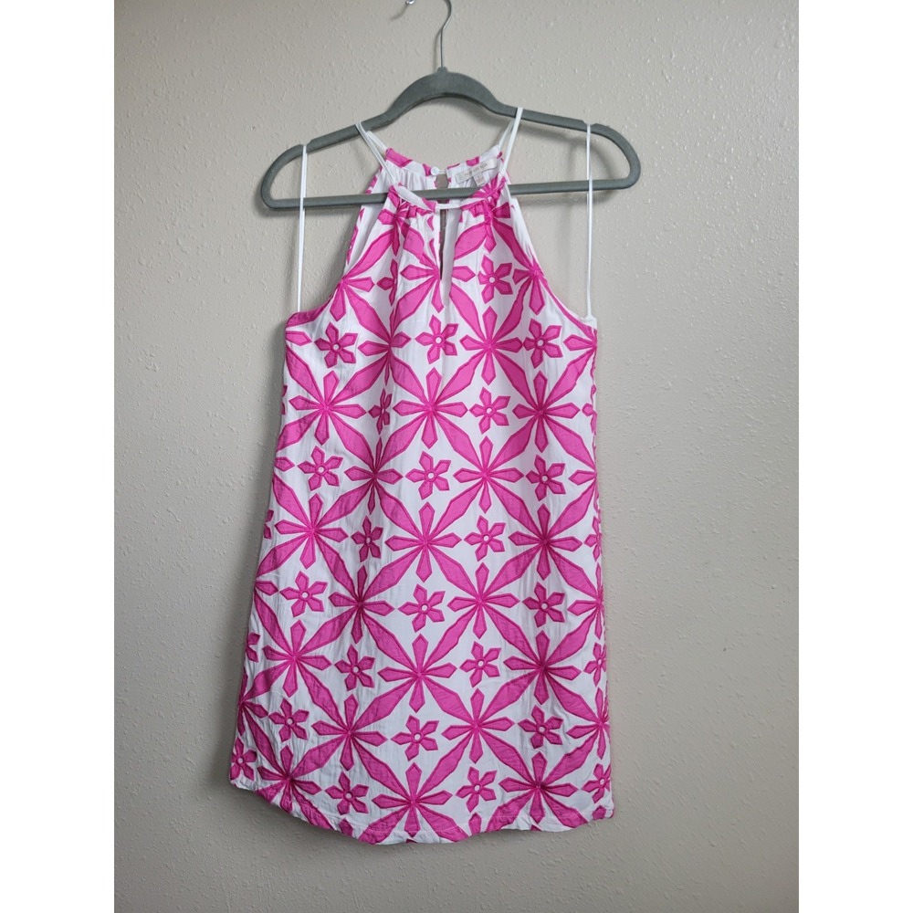 Skies Are Blue Brandy Embroidered Halter Dress Pink & White Sz Small